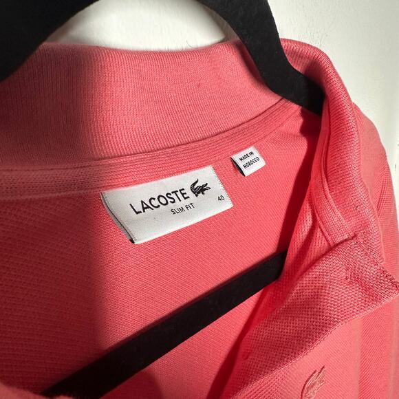 Lacoste Women's Pink Slim Fit 3/4 Sleeve Polo Size 40 Collared Shirt - Picture 3 of 6